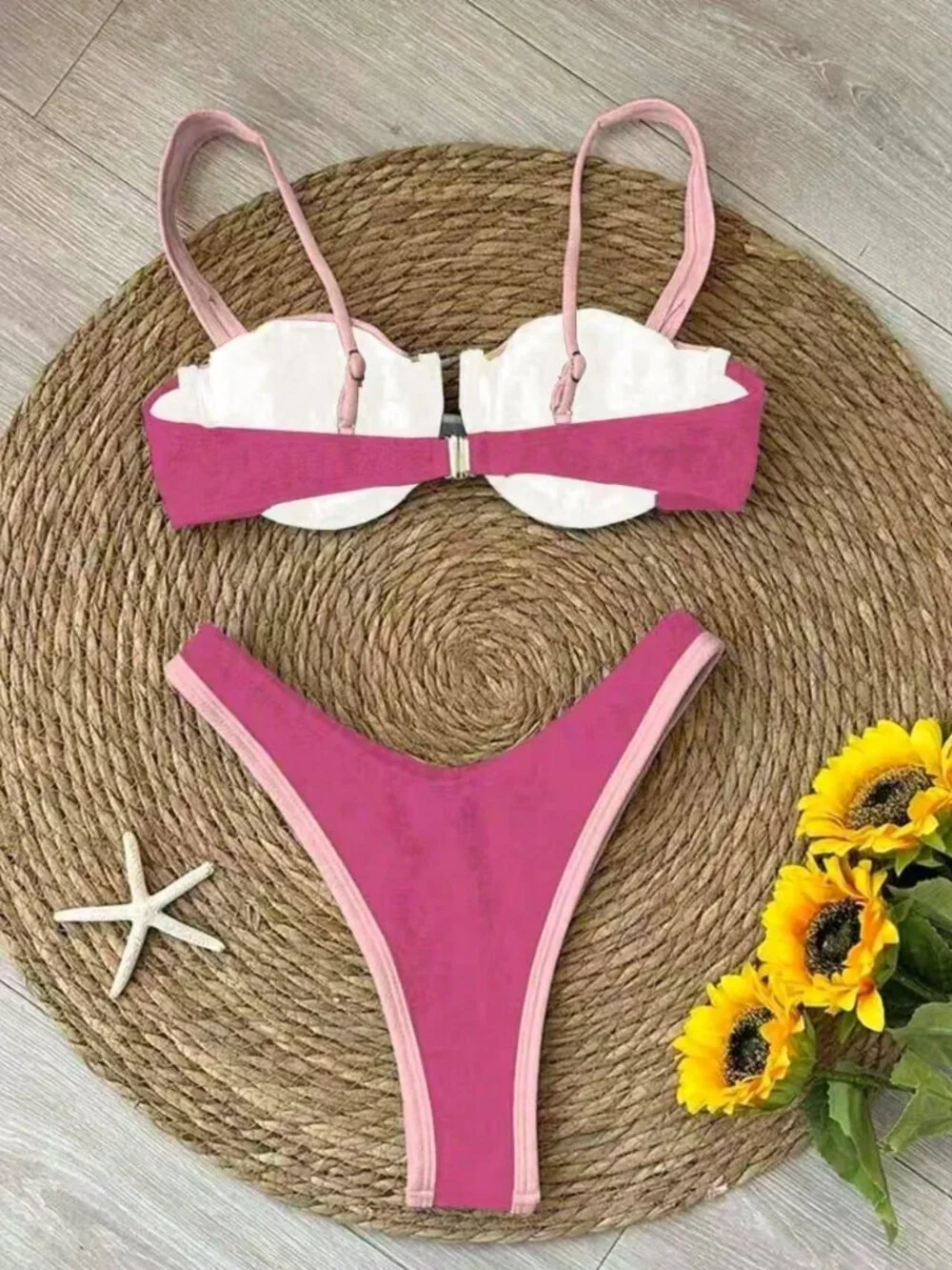 Hot Pink Sexy Women's Color Block Bikini
